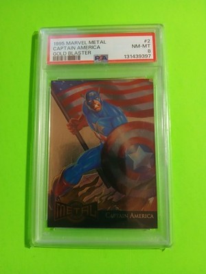 1995 Marvel Metal Gold Blaster Captain America #2 PSA 8