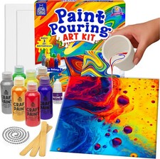 Pouring Paint Art Kit Creative Crafts for Kids ,Fun DIY Craft Set Gift Ages 6-12