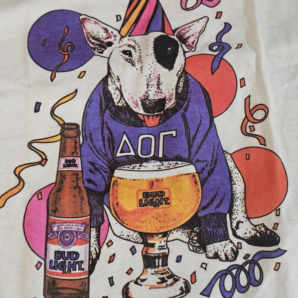 Vintage Bud Light Spuds MacKenzie Tshirt Mens M Single Stitch 1985