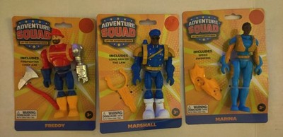 3 Adventure Squad Action Figures with Accessories-Marshall, Marina & Freddy 3+
