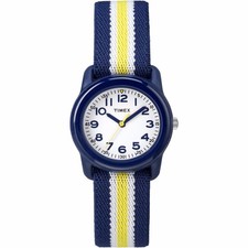 Timex TW7C05800 Kid's Time Machines Blue Nylon Striped Elastic Band Watch