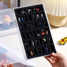 1:64 Scale Figure Storage Box Transparent Display Case Sponge Pad Model Cars