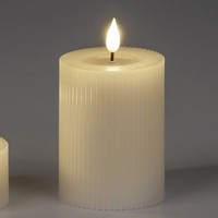 Led Kerze Streifen H. 10Cm D. 7,5Cm Creme Mit Timer Formano