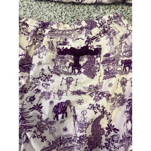 VINTAGE RARE Victoria’s Secret Purple Toile Long Pajama Set Womens L 100% Cotton - Picture 10 of 13