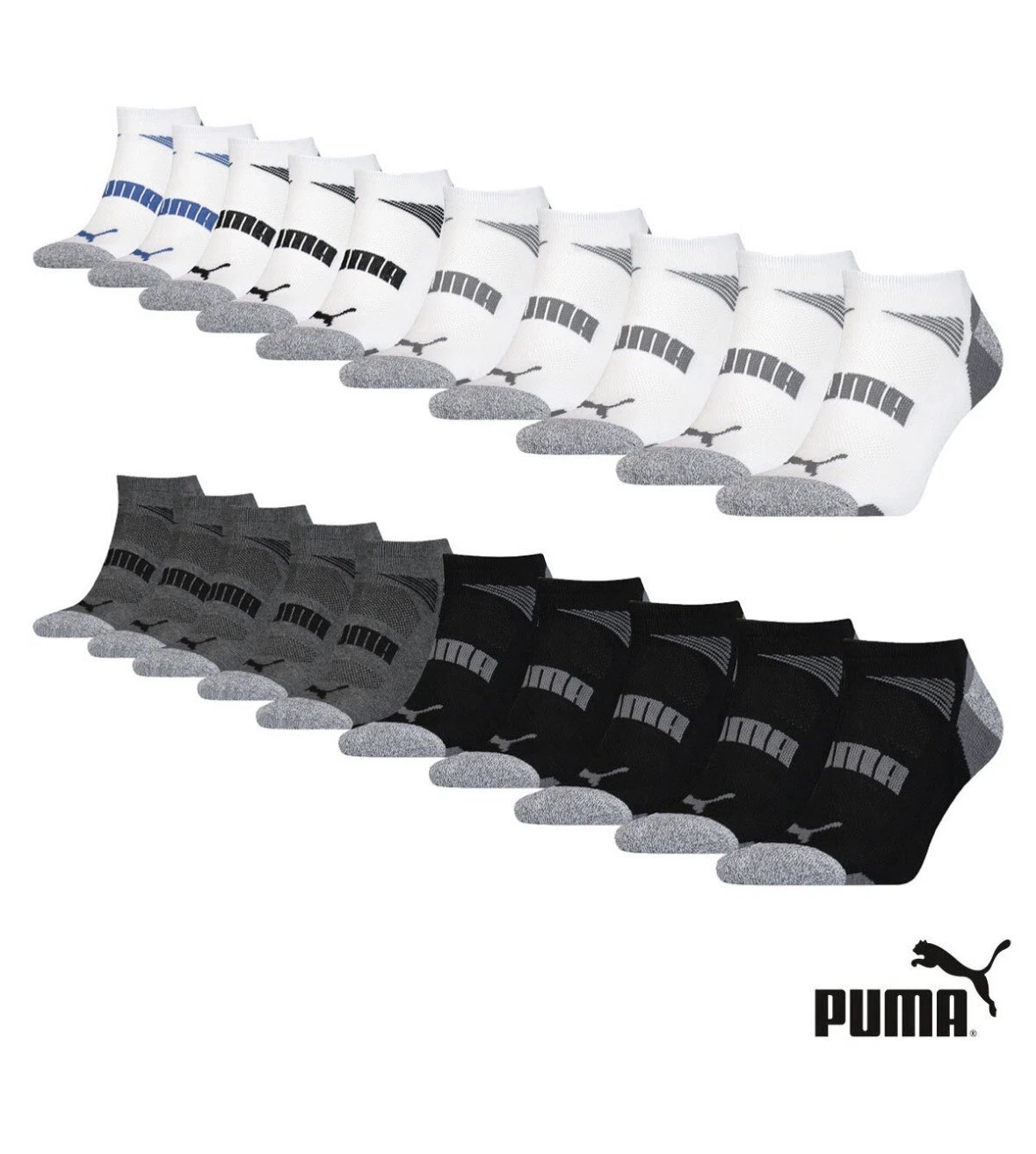 PUMA Men's No Show Sock 10 Pack In 2 Colours and In 2 Sizes New