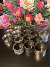 Vintage Antique Napkin Ring Collection Mixed Silver Plate Lot Of 15
