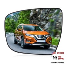 Driver Left Side Heated Mirror Glass Compatible with Nissan Rogue 2014-2019