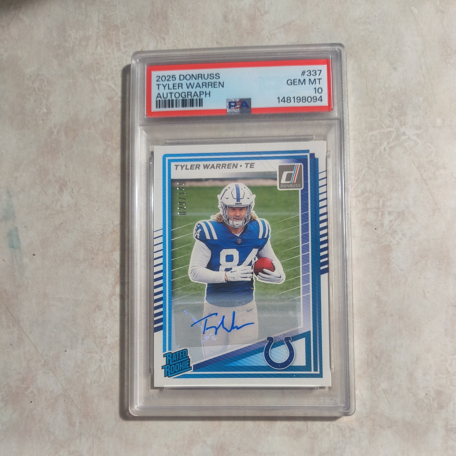 Tyler Warren Panini Donruss #337 Autograph