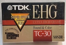 TDK E-HG Extra High Grade TC-30 Blank Camcorder Cassette Tape New Sealed