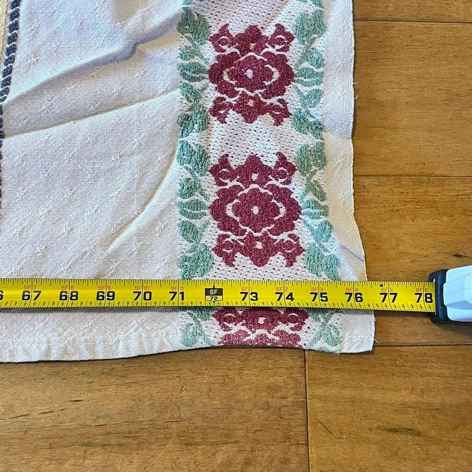 Vintage Fieldcrest Tapestry Blanket Rose Floral Woven Cotton Queen 87x77 USA - Image 3 of 4