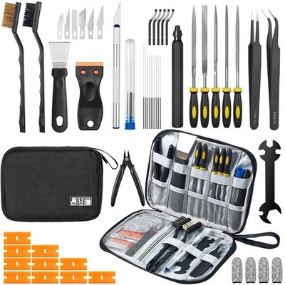50pcs 3D Printer Tool Kit FDM SLA Nozzle Cleaning Scraper Deburring Files Case
