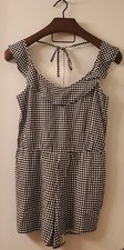 ROXY Women's Romper Size S Black  White Windowpane Pattern ERJWD03274  NWT