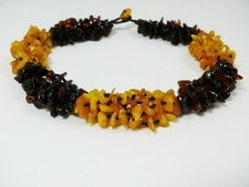 Bernsteinkette Collier Länge 42 cm Farbe Cognac Gelb Damen Amber BK281