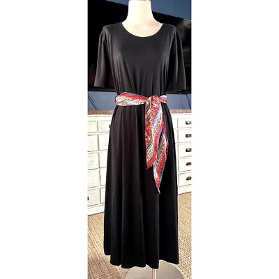 Johnny Was Calme Scarf Tie Black Maxi Long Dress Large L | eBay