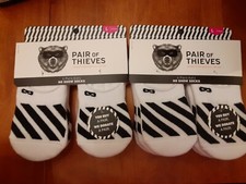 12 Pair of Thieves Kids Socks - No Show Socks - Large 9-12yrs White Black NEW