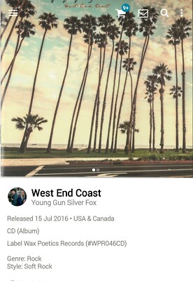 Young Gun Silver Fox ~ West End Coast CD 2016 Hi-Tech AOR Melodic Yacht Rock