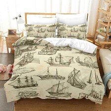 Sailboats Nautical Duvet Quilt Cover Single Double Bedding Pillowcase