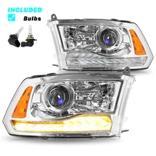 Fit 2013-2018 Dodge Ram 1500 2500 3500 Projector Headlight Chrome LED DRL Signal