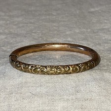 Antique rolled gold etched children s Hinged bracelet