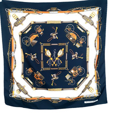 Vintage Jean De Bahrein Silky Scarf Large Square Equestrian Carriages Italy