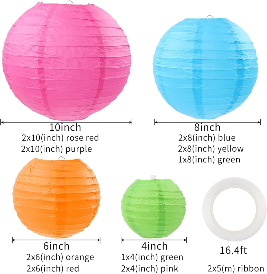 16 Pcs Colorful Paper Lanterns, Multi-Color Chinese or Japanese Hanging Paper La - Image 2 of 4