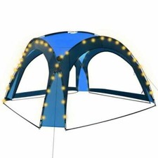 vidaXL Party Tent with LED and 4 Sidewalls 3.6x3.6x2.3 m Blue Durable