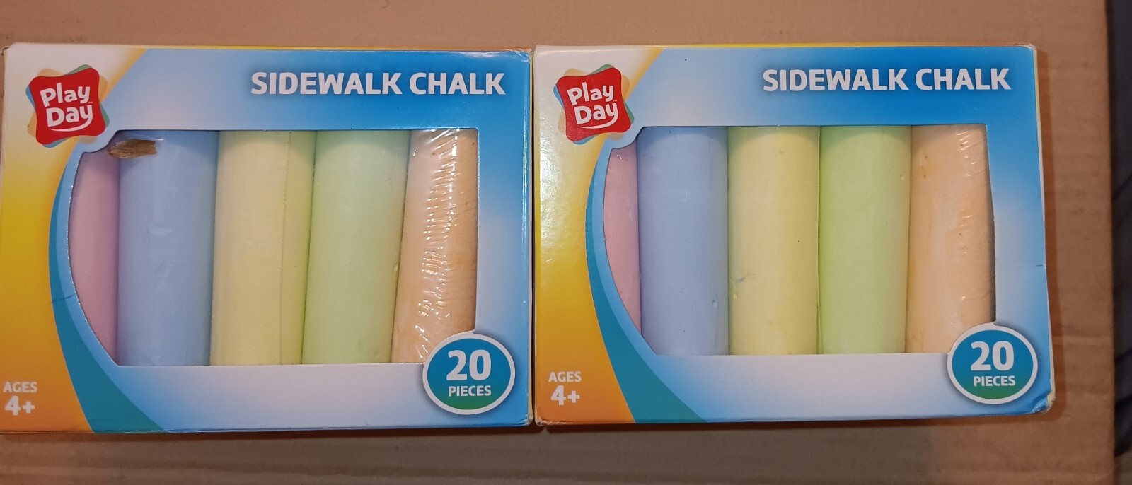 Play Day Sidewalk Chalk 20 Pieces 6 Different Vibrant Colors Ages 4 ...