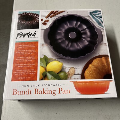 PARINI Orange Stoneware Bundt Pan   Non-Stick Bakeware | Brand New in Sealed Box