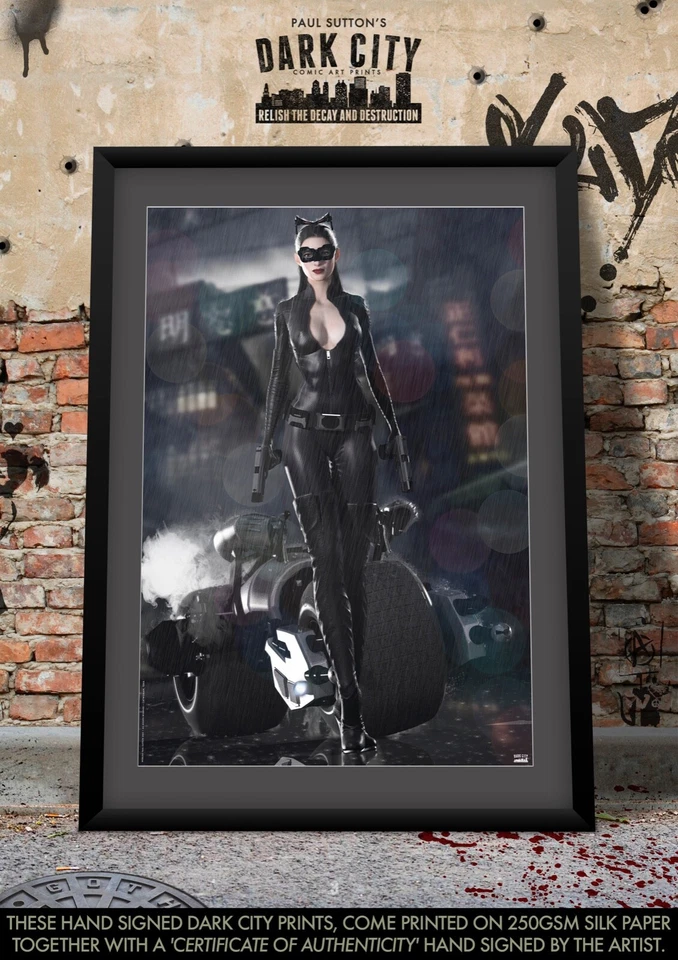 DISNEY Catwoman SEXY Anne Hathaway TDKR Zoë Kravitz DC Comic Signed A3 Print Dark City