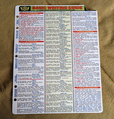 D Quick Reference Data Chart Basic Writing Guide Summary & Instant Reference Data Guide Plastic ...