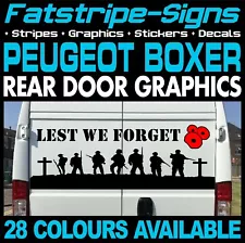 to fit PEUGEOT BOXER LEST WE FORGET ARMY UK STICKERS GRAPHICS DECALS CAMPER VAN