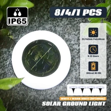 Solar Powered Buried Lights 8 LED Under Ground Lamp Outdoor Lawn Garden Decking