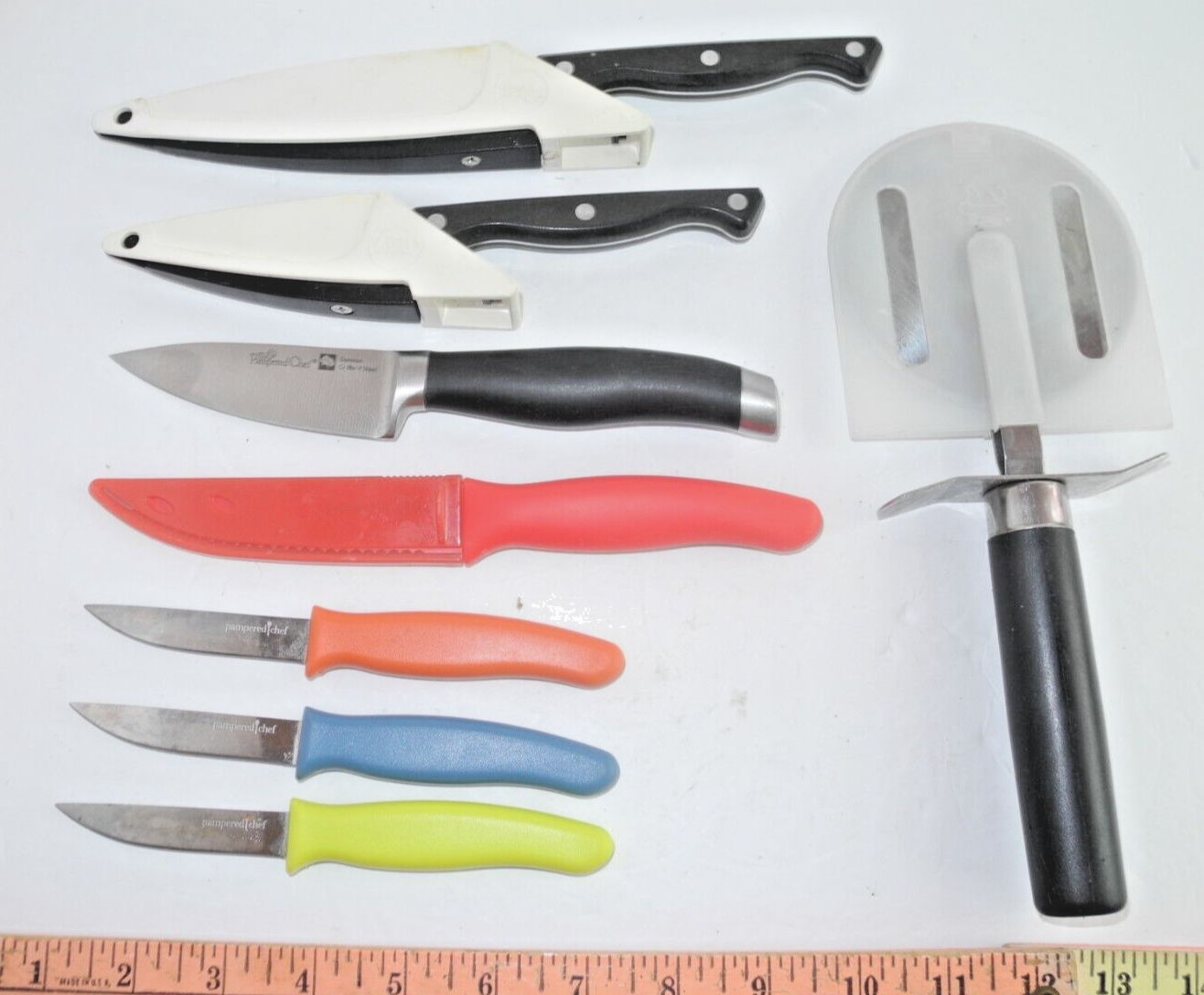 PAMPERED CHEF LOT OF 8 KITCHEN KNIVES PEELER PARING SLICING UTILITY