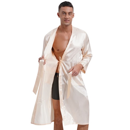 Ropa para el hogar para hombre Albornoz de aguas termales Sauna Ropa para dormir Batas Ropa de dormir Kimono satinado - Imagen 34 de 95