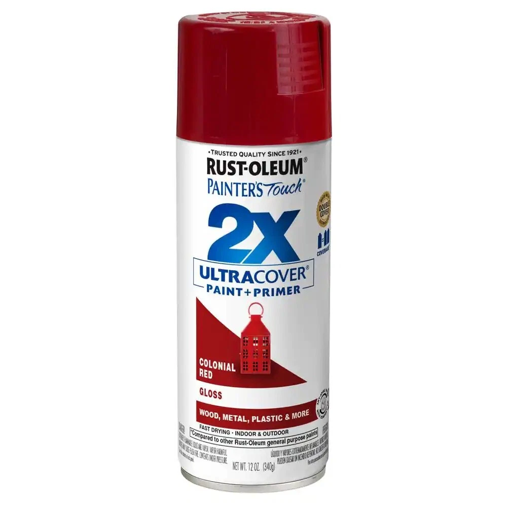 Gloss Red Spray Paint 12-Oz, Premium 2X Ultra-Cover For Metal