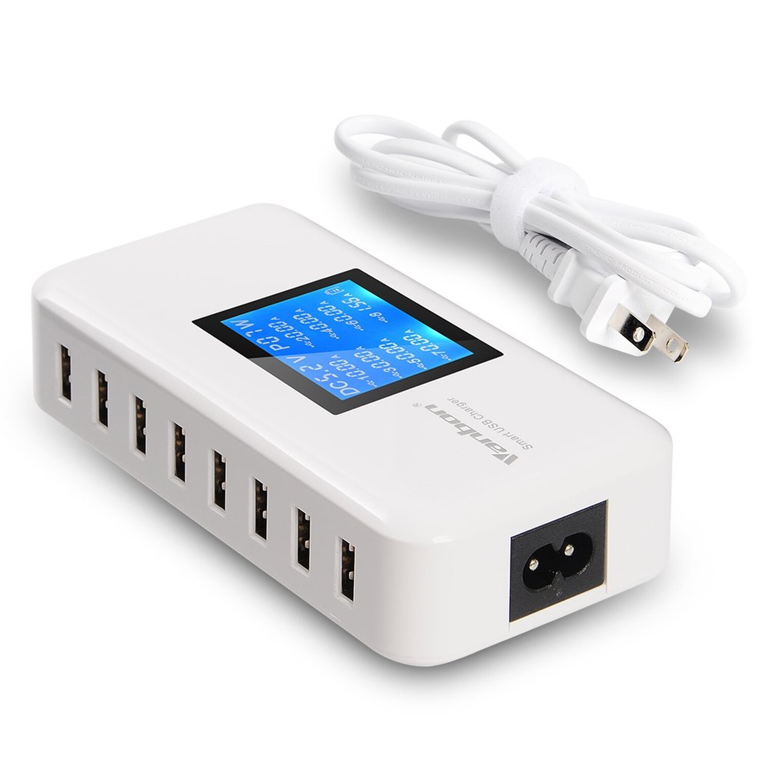 60W 8-Port Fast Charging Station with 12A Power for Multiple USB Devices