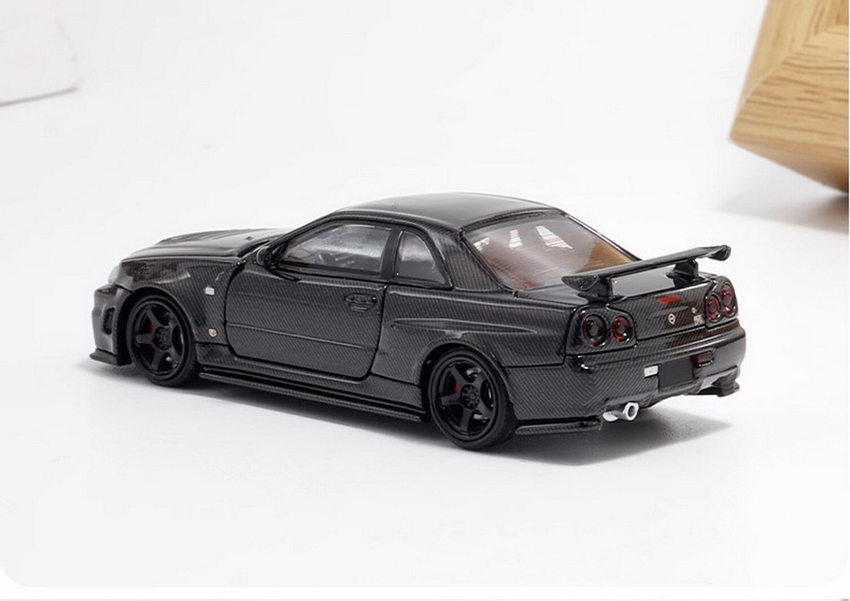 Fuji 1/64 Scale GT-R R34 Z-Tune Black Diecast Car Model Toy Gift