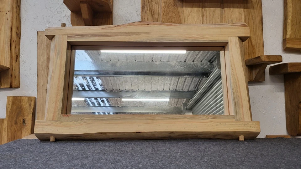 Rustic Live Edge Pine Framed Mirror | Vintage Mirror, Kiln Dried Pine - Image 2 of 4