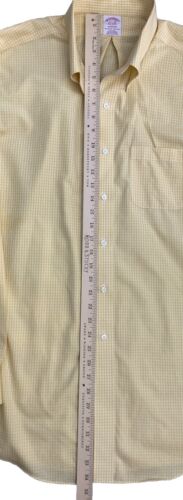 Brooks Brothers Madison Camicia Uomo 17,5-36 Alta Giallo Check Cotone Manica Lunga - Foto 5 di 6