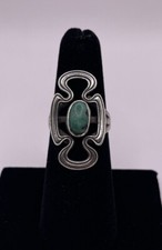 Vintage Sterling Silver Navajo Green Turquoise Ring Size 6.5