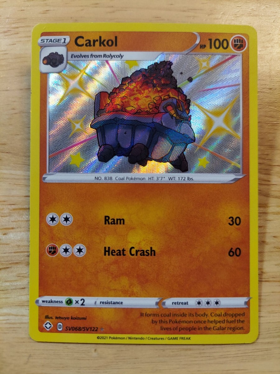 Carkol SHINY SV068/SV122 Shining Fates NM Holofoil Rare Pokemon Card