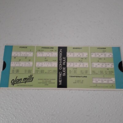 Vtg Metric Conversion Slide Rule Olan Mills School Portrait Promo 1974 Cardboard
