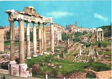 Rome Italy Roman Forum Temple of Saturn Ruins Chrome Postcard Unused