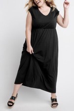 Ryllace NWT Everyday Luxury Black Coastal Lined Empire Long Dress 2X Black