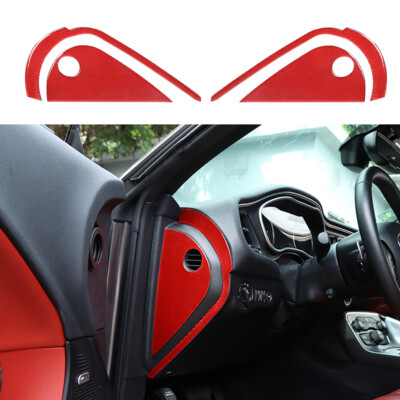 For Dodge Challenger 2015+ Dashboard Side Air Vent Outlet Cover Trim Red Carbon