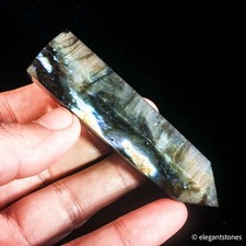 60g 80mm Natural Labradorite Point Flashy Crystal Tower Healing Obelisk Wand