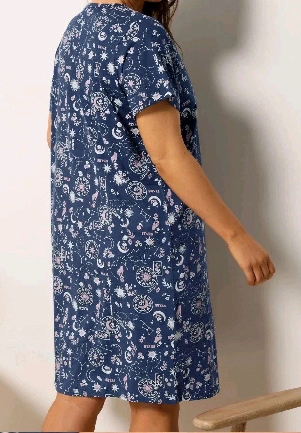 YOURS LADIES NAVY CELESTIAL PRINT NIGHTDRESS SIZE 22 - 24 NEW (ref 101 ...