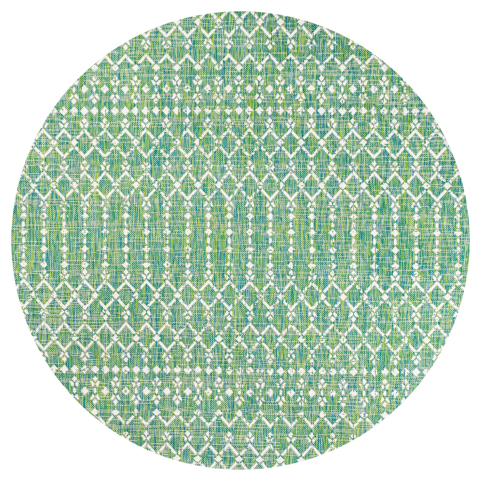 JONATHAN Y Trebol 5ft Round Rug in Ivory Green Geometric Weave