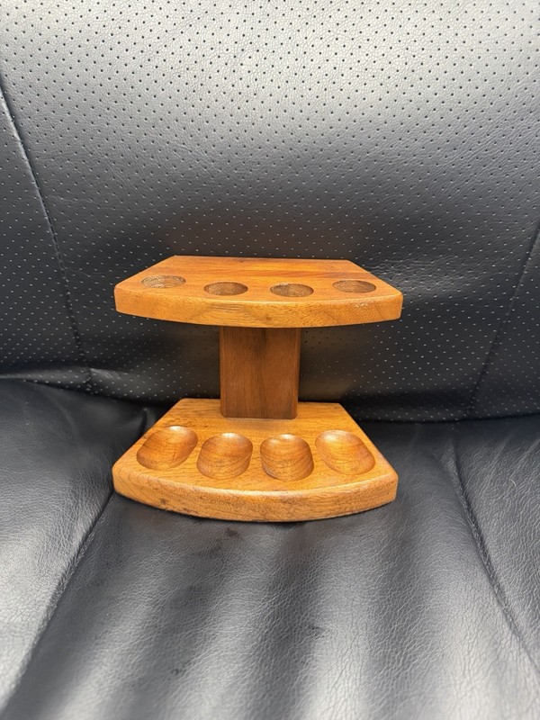 Vintage Decatur DECO Tobacco 4 Pipe Walnut Rack Stand Holder 