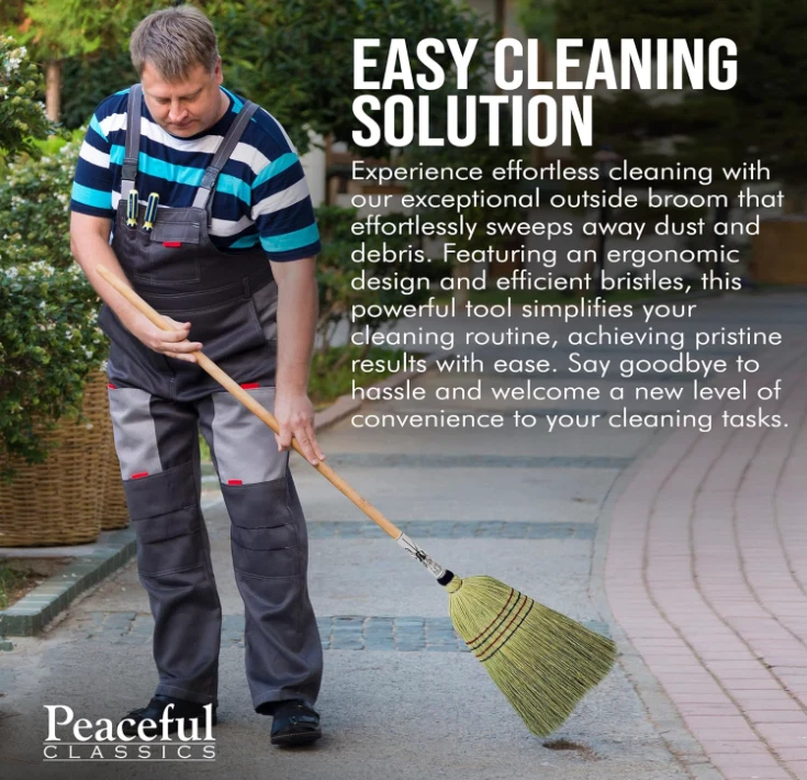 Escoba de maíz artesanal con mango de madera 145 cm, resistente y duradera. Foto 2 de 4